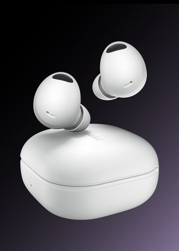 Galaxy Buds2 Pro case and earbuds in White