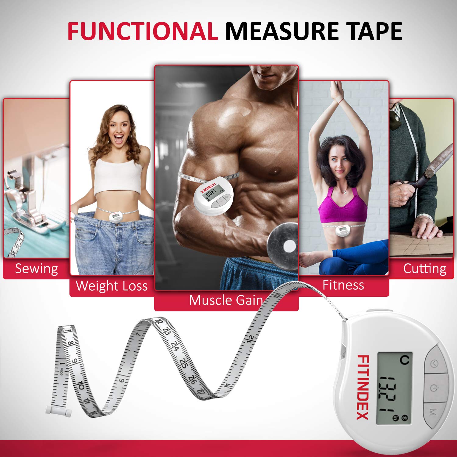 FITINDEX Smart Body Tape Measure Bluetooth Digital Measuring Tape Harman House