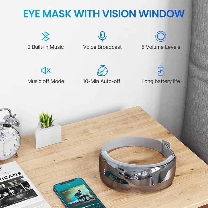 RENPHO True View eye massager with open vision windows allowing visibility during massage