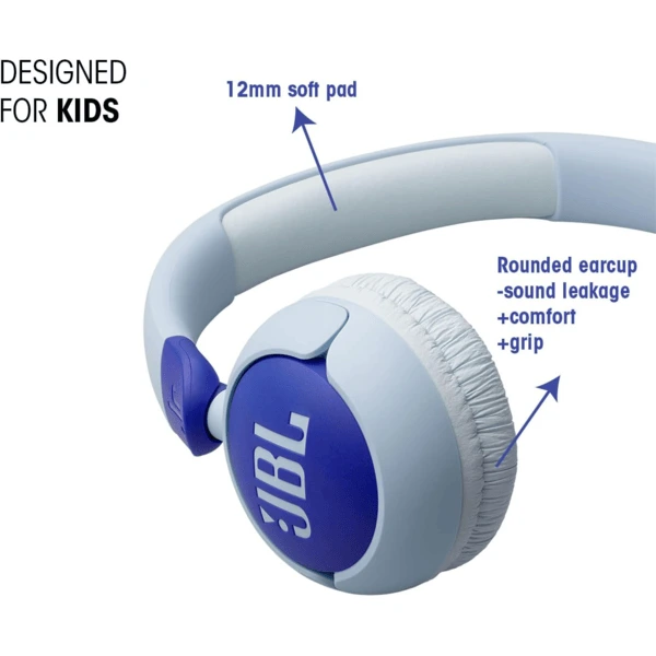 JBL Junior 320 Blue Safe and Comfortable Kids' Headphones with Built-in Mic