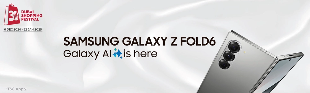 Samsung Galaxy Z Fold6 smartphone showcasing its foldable design and advanced features