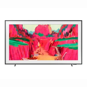 Samsung 85 Inch The Frame Pro 4K Vision AI Smart TV 2025 displaying colorful artwork with slim picture-frame design.