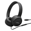 JBL Tune 520C USB-C On-Ear Headphones in Black with wired USB-C connectivity, JBL Pure Bass Sound, and built-in microphone.