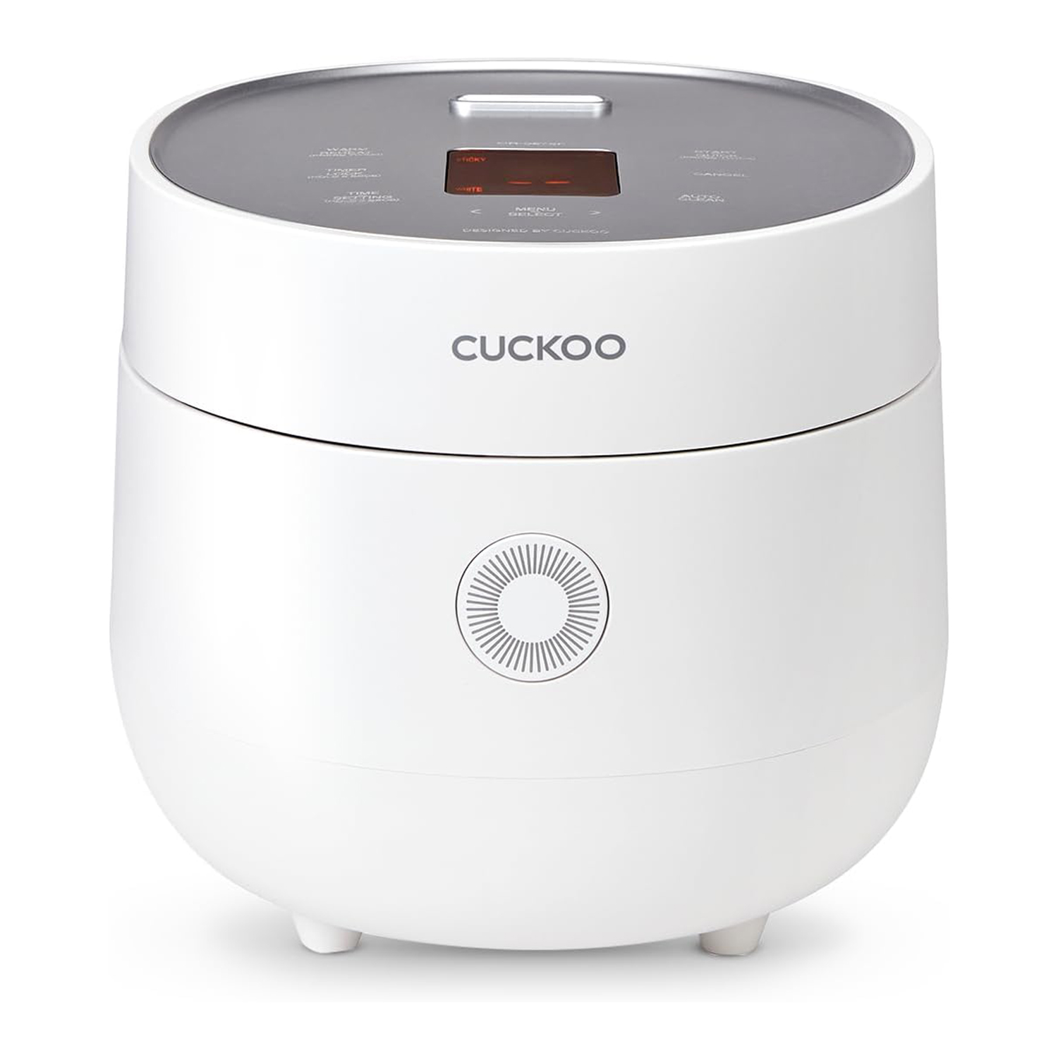 Cuckoo CR 0675F 6-cup Micom rice cooker with touchscreen controls and nonstick inner pot for versatile meal preparation.