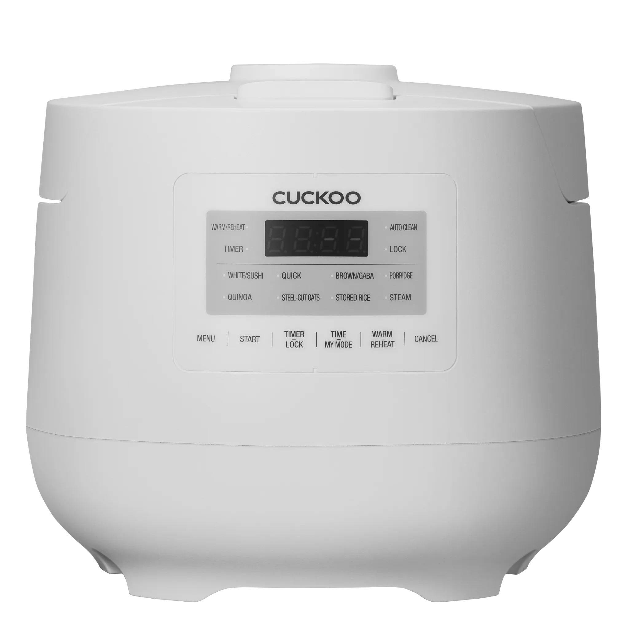 CUCKOO 6 Cup micom rice cooker with 11 cooking modes, nonstick inner pot, and steamer basket for everyday home cooking.