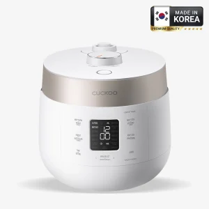 CUCKOO 10 Cup Twin Pressure Rice Cooker and Warmer with nonstick inner pot and 16 menu options for family-sized meals.