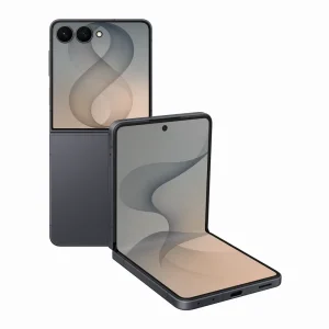 Samsung Galaxy Z Flip8 with Galaxy AI in Graphite, featuring a compact foldable design, FlexWindow cover display, immersive main screen, and dual-camera system.
