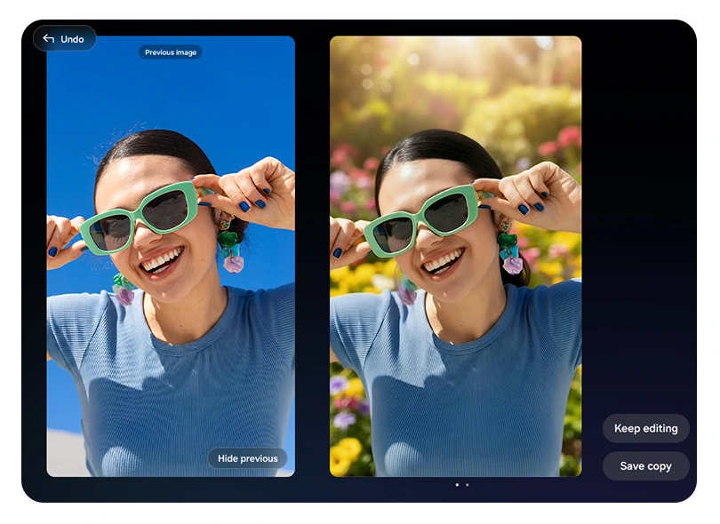 The original and the edited version can be viewed side by side on the main screen of Galaxy Z Fold8.
