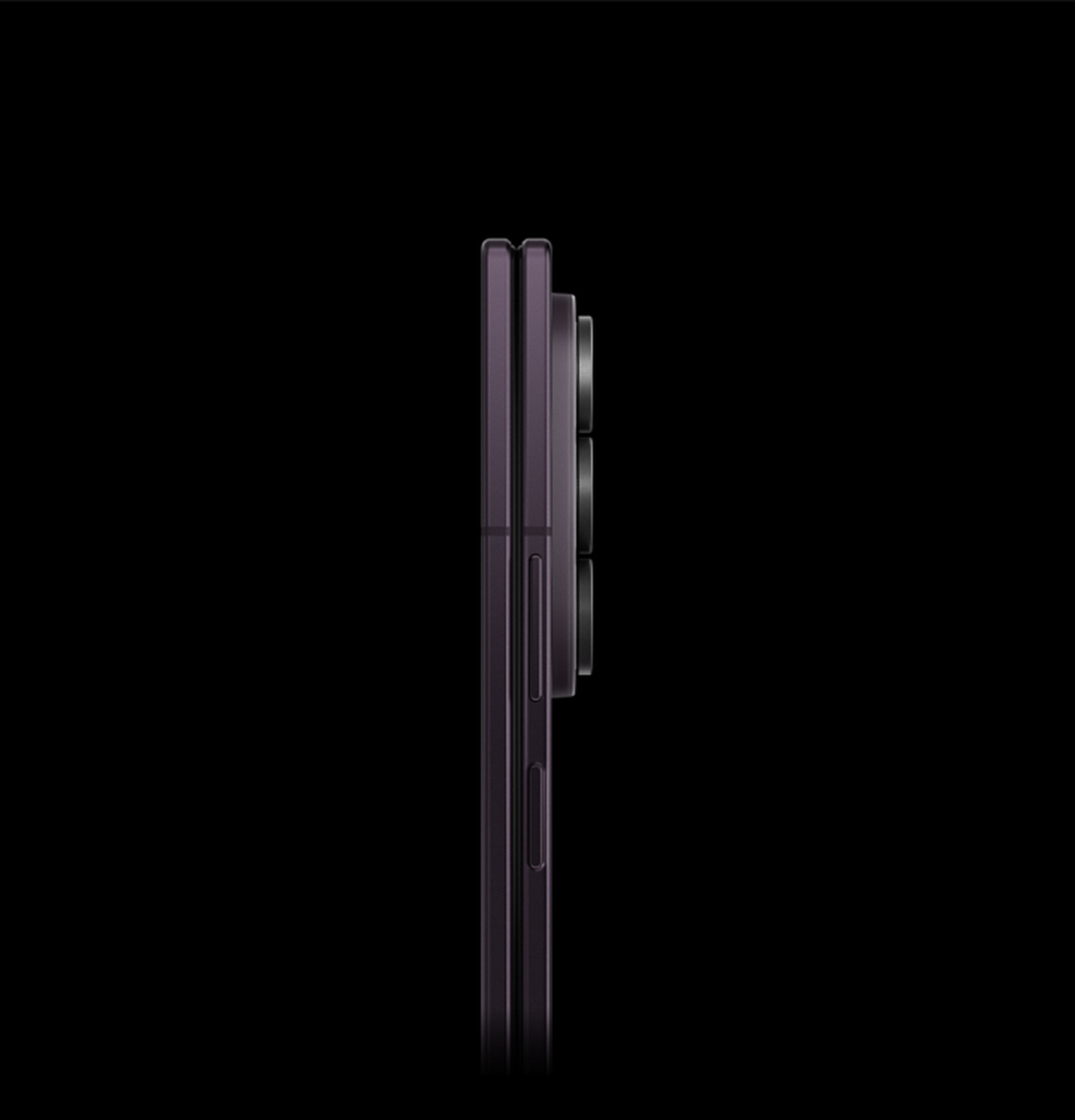 Folded Galaxy Z Fold8 Ultra is seen from the side to show its thinner design.