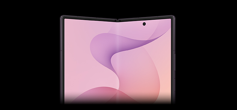 Galaxy Z Fold8 Ultra mostly unfolded and seen from the main screen.