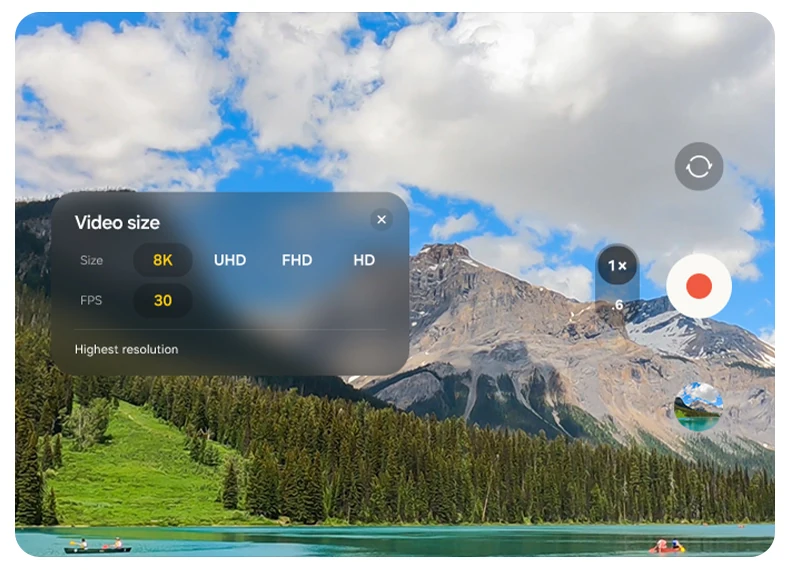 A scenic view is about to be shot at 30 FPS in 8K.